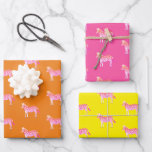 Cute Colourful Zebras Animal Print Bold Bright Pin Wrapping Paper Sheet<br><div class="desc">A fun zebra pattern covers this charming wrapping paper. Hand drawn by me for you! Change the background colours. Check my shop for more colours and patterns!</div>