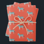 Cute Colourful Zebras Animal Print Bold Bright Tea Wrapping Paper Sheet<br><div class="desc">A fun zebra pattern covers this charming wrapping paper. Hand drawn by me for you! Change the background colours. Check my shop for more colours and patterns!</div>