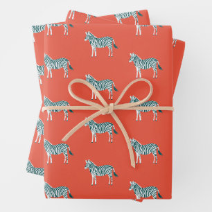 Cute Colourful Zebras Animal Print Bold Bright Tea Wrapping Paper Sheet