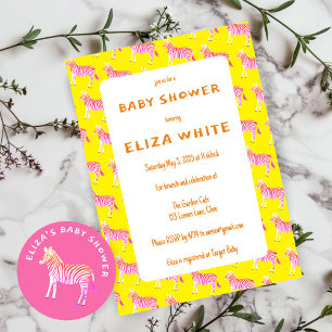 Cute Colourful Zebras Custom Baby Shower  Invitation