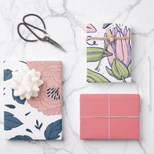 Cute colours and floral for weddings wrapping paper sheet