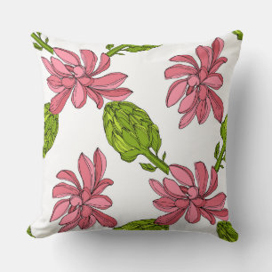 Cute colours floral in the jungle Succulent pink Throw Pillow