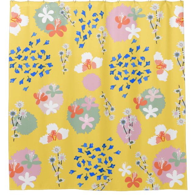 Cute colours floral l Modern retro l Yellow (Front)