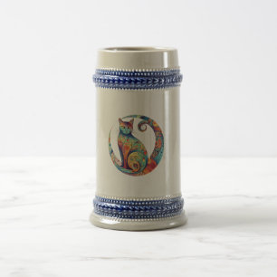 cute colurful cat design beer stein