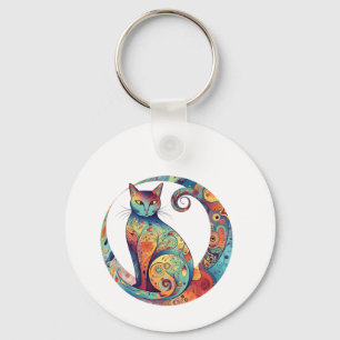 cute colurful cat design keychain