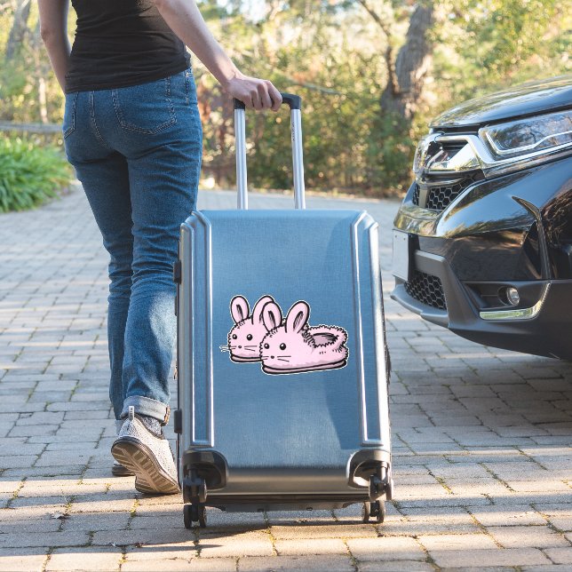 Cute, Comfy Motivation Pink Bunny Rabbit Slippers (Suitcase Insitu)