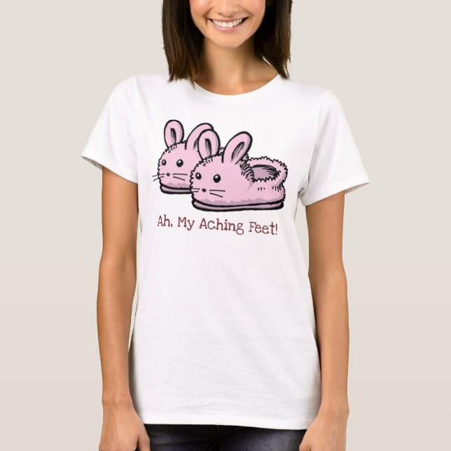 Cute, Comfy Pink Bunny Rabbit Slippers Personalize T-Shirt (Front)