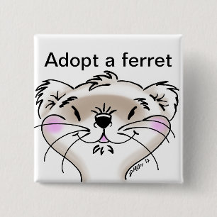 Cute Comic Ferret Face 2 Inch Square Button