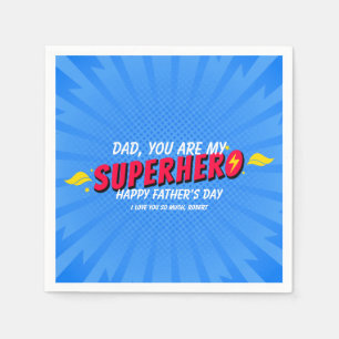 Cute Comic Superhero Fathers Day  Napkins