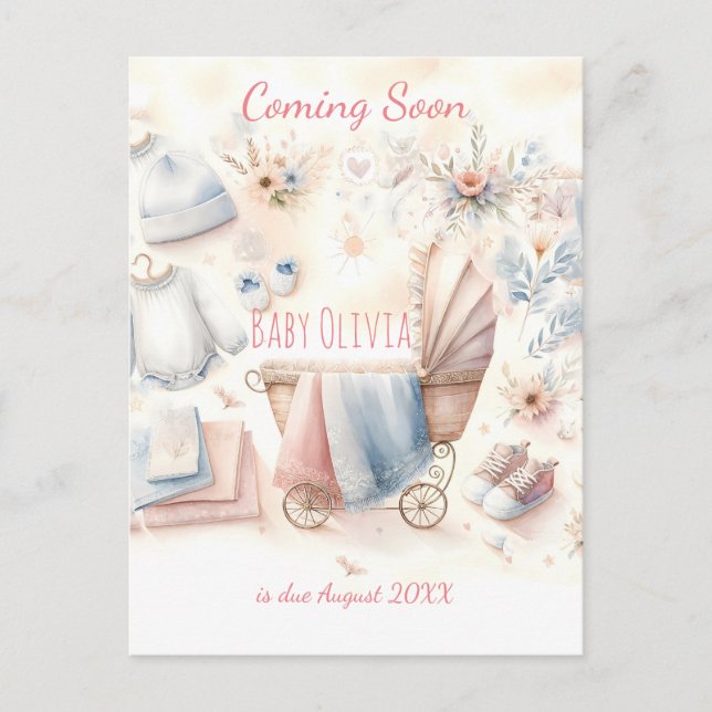 Cute coming soon announcement Invitation Postcard (Front)
