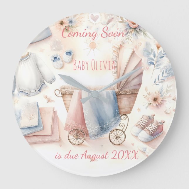 Cute coming soon announcement large clock (Front)