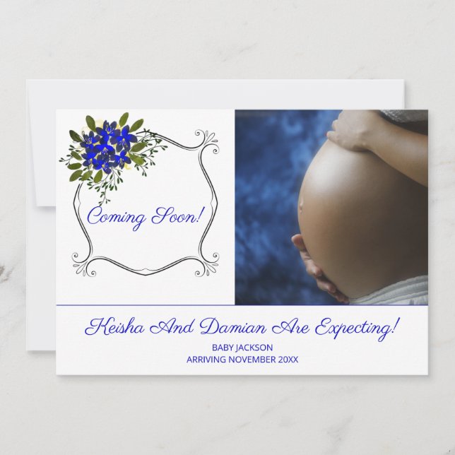 Cute Coming Soon Baby Bump Photo Pregnancy Announcement (Front)