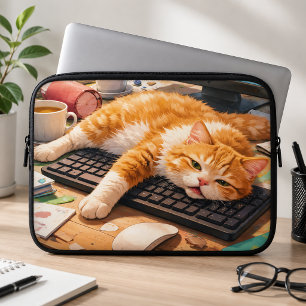 Cute Computer Cat Laptop Sleeve