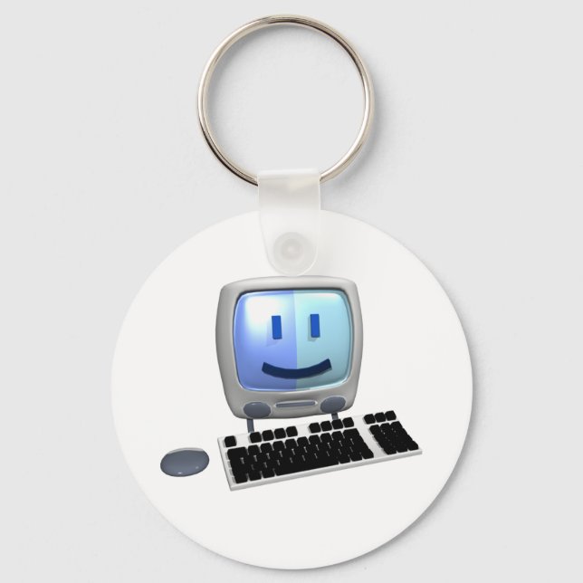 Cute computer face. keychain (Front)