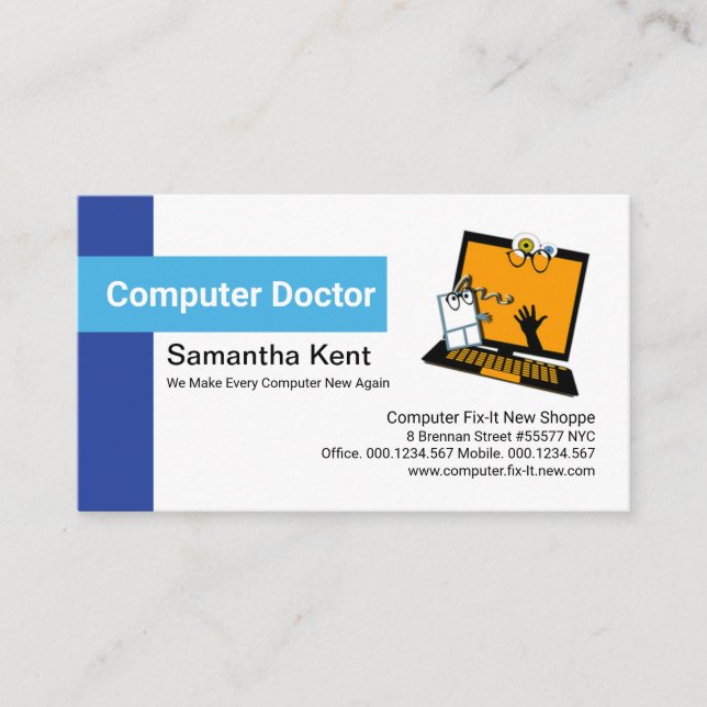 Cute Computer Mouse Technology PC Repairs Business Card (Front)