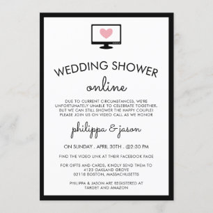Cute Computer Virtual Couple's Wedding Shower Invitation