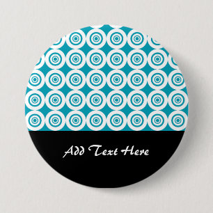 Cute Concentric Circles Pattern Aqua White 3 Inch Round Button