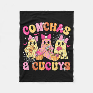 Cute Conchas And Cucuys Ghost Funny Mexican Hallow Fleece Blanket