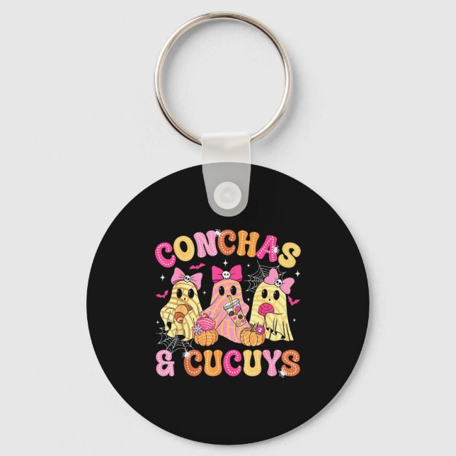 Cute Conchas And Cucuys Ghost Funny Mexican Hallow Keychain (Front)
