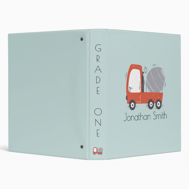 Cute Concrete Mixer Illustration Custom Binder (Background)