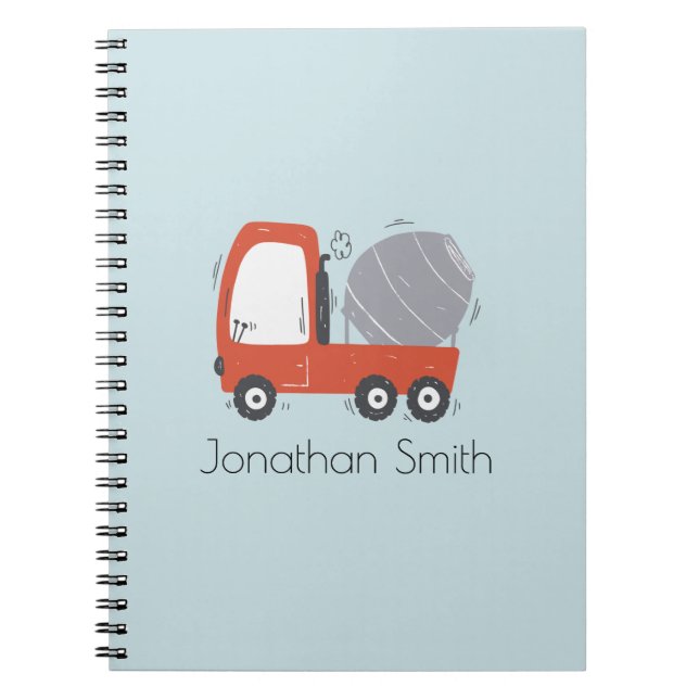 Cute Concrete Mixer Illustration Custom Notebook (Front)