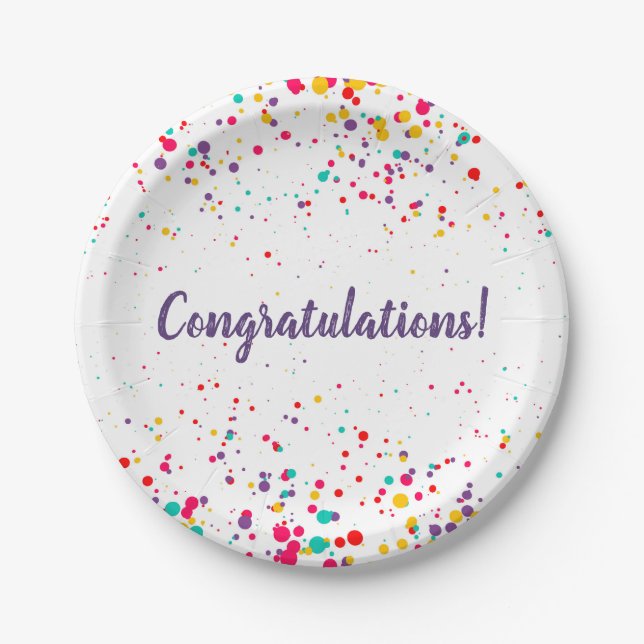 Cute Confetti Graduation Plate (Front)