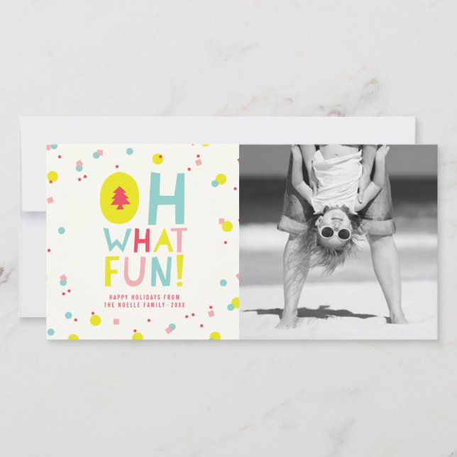 Cute Confetti Oh What Fun Dots Carte photo de vaca (Devant)