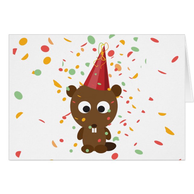 Cute Confetti Party Beaver (Front Horizontal)