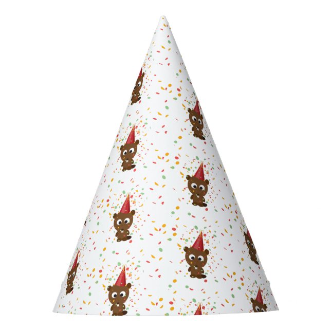Cute Confetti Party Beaver Hat (Front)