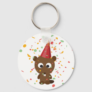 Cute Confetti Party Beaver Keychain