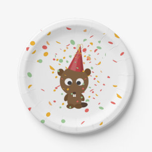 Cute Confetti Party Beaver Paper Plate
