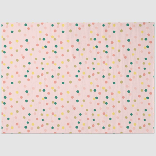 Cute Confetti Polka Dots Pattern Pink Green Tissue Paper (Front)
