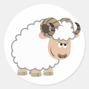 Cute Confident Cartoon Ram Classic Round Sticker