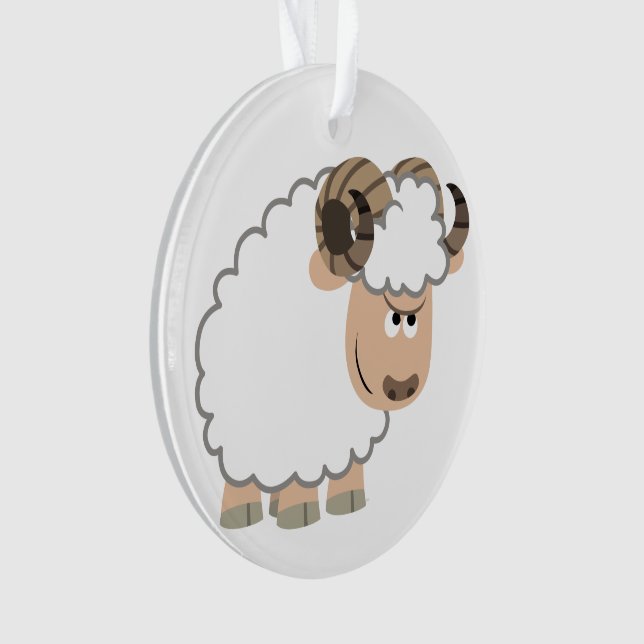 Cute Confident Cartoon Ram Ornament (Front)