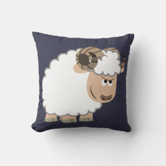 Cute Confident Cartoon Ram Throw Pillow