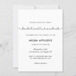 Cute connecting heart font Bachelorette Weekend Invitation