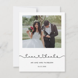 Cute connecting heart font Love & thanks photo Thank You Card