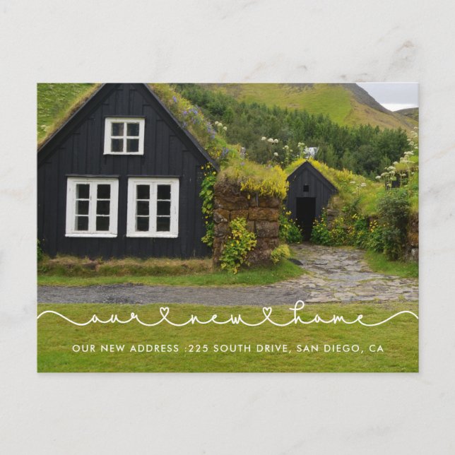 Cute connecting heart font Our new home Postcard (Front)