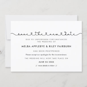 Cute connecting heart font Save the new date card