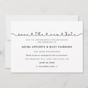 Cute connecting heart font Save the new date card