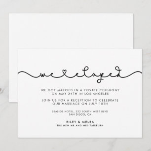 Cute connecting heart font We eloped announcement
