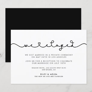Cute connecting heart font We eloped announcement