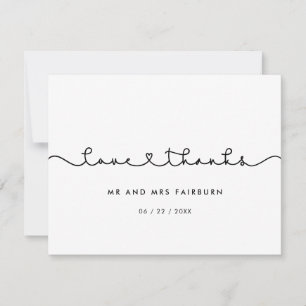 Cute connecting heart font wedding Love & thanks Thank You Card
