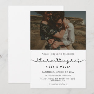 Cute connecting heart font wedding photo invitation
