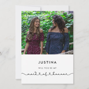 Cute connecting heart Maid of Honour UK proposal Invitation