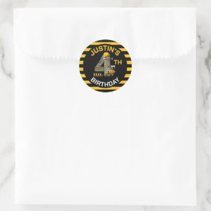 Cute Construction 4th Birthday Classic Round Sticker