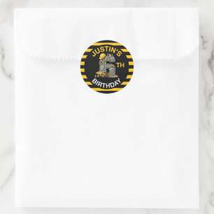 Cute Construction 6th Birthday Classic Round Sticker