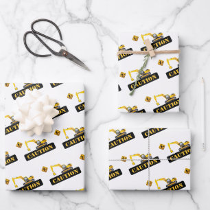 Cute Construction Baby Boy Birthday Party Gift Wrapping Paper Sheet