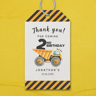 Cute Construction Birthday Boy Party 2nd Birthday Gift Tags