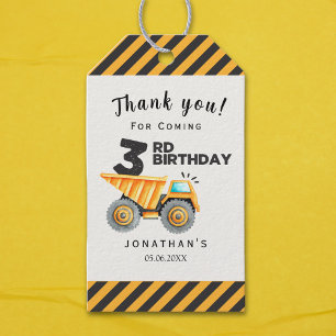 Cute Construction Birthday Boy Party 3th Years Gift Tags